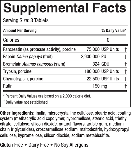 Supplement Facts for Naturally Vitamins Medizym